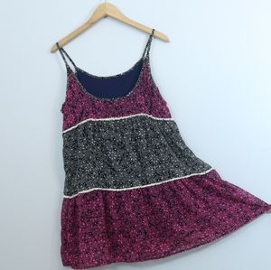 Steezyer Printed Chiffon Fringe Tiered Tank Top